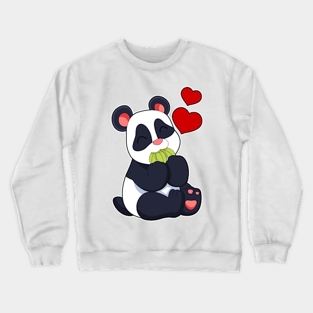 Panda at Eating of Leaves Crewneck Sweatshirt by Markus Schnabel